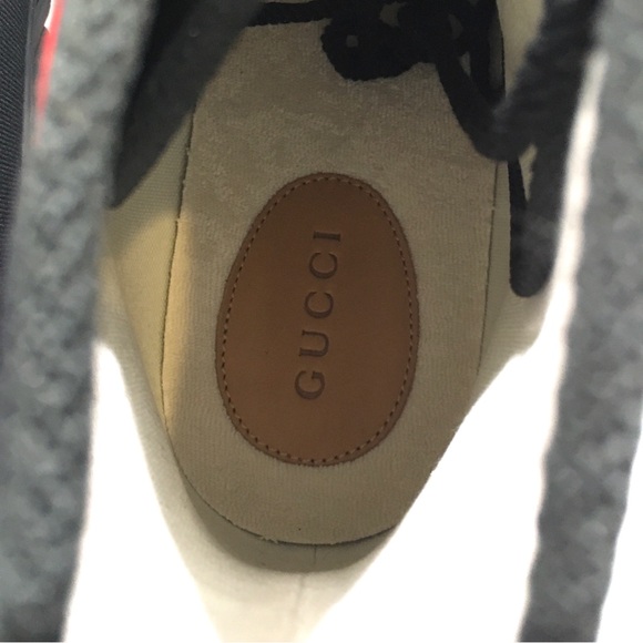 GUCCI INTERLOCKING G HIGH TOP SNEAKERS -BLACK CANVAS -MEN’S US 13.5 -NEW - Picture 7 of 10